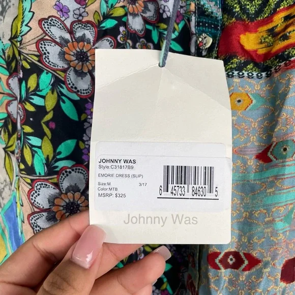 Johnny Was Green Blue Bell Sleeve Midi Dress - Picture 5 of 9